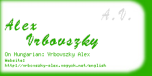 alex vrbovszky business card